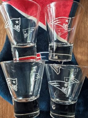 Clear Football Logo Shot Glasses - Set of 4